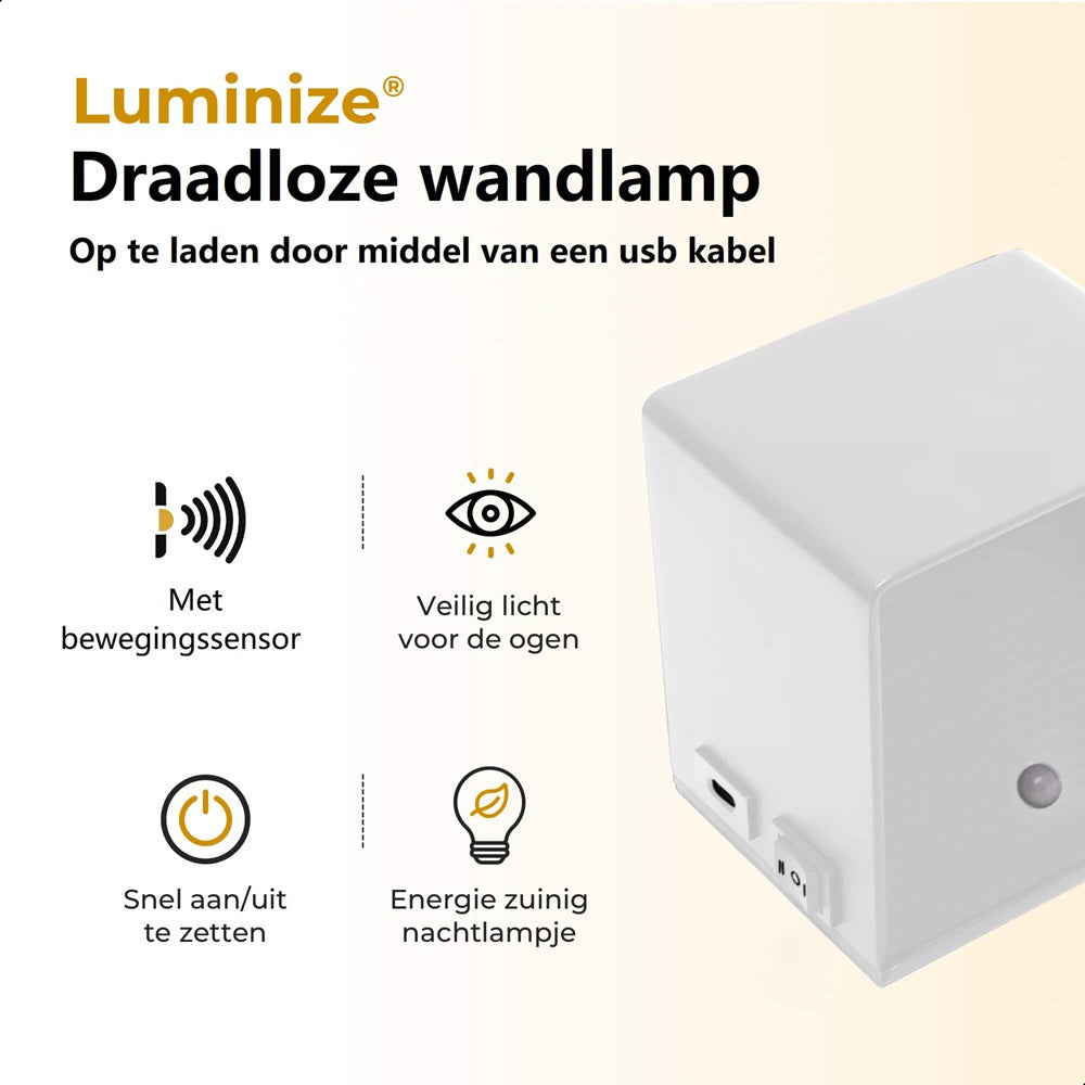 Lumiwall Wandlamp – Draadloze lamp met bewegingssensor – Oplaadbaar – Wit